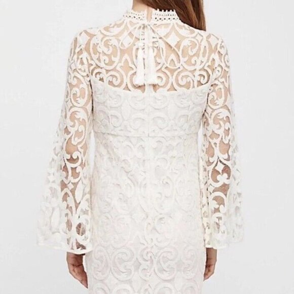 Free People The North Star Dress White Cream Starburst Lace Dress NWOT - Picture 6 of 16